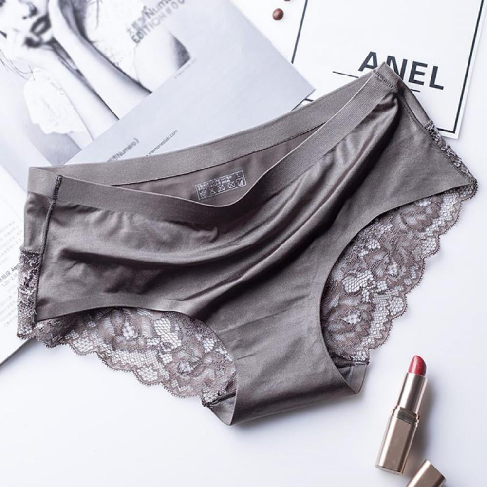 Promotion Clearance Women Lace Sexy Panties Luxury Seamless Plus Size Solid  Color Underwear Low Waist Female Slim Briefs purple L