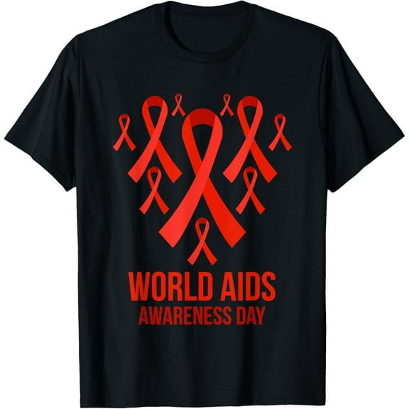 We Wear Red Red Ribbon Day World AIDS Day Awareness T-Shirt100% cotton short-sleeved shirt for both men and women
