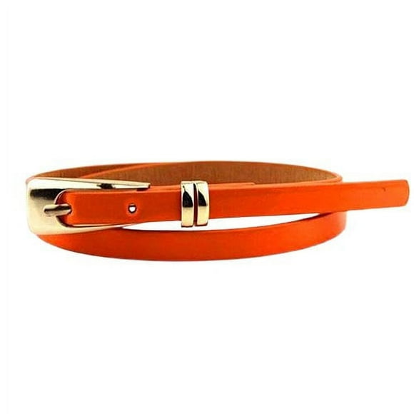 POINTERTECK Women‘s Fashion Candy Color Faux Leather Buckle Skinny Belt Thin Waistband Sash
