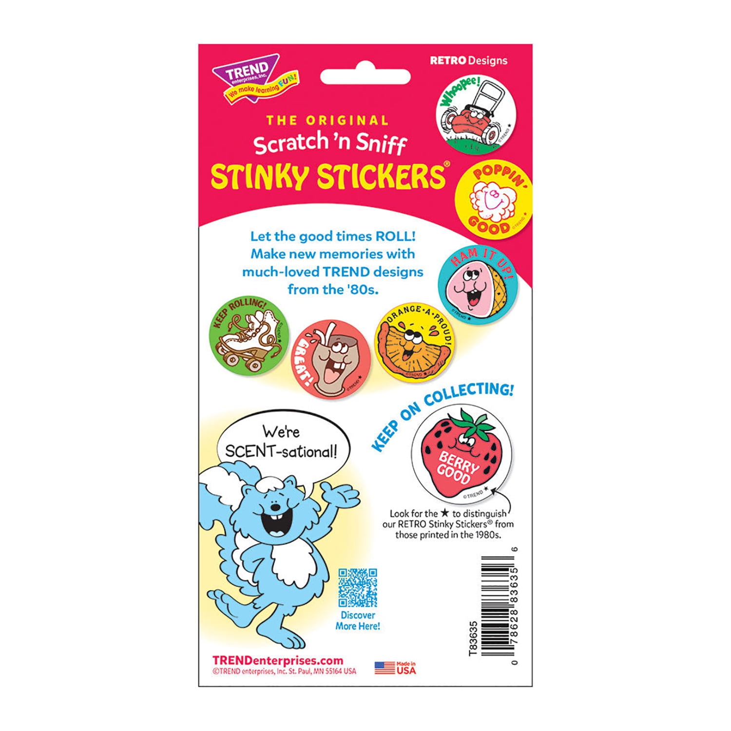 TREND Pie-fect!/Fruit Pie Scent Retro Scratch 'n Sniff Stinky Stickers, 24 Per Pack, 6 Packs