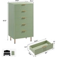 thumbnail image 2 of EastVita Fluted 5 Drawer Storage Dresser - Tall Modern Chest with Ample Deep Drawers and Wide Top - Wooden Organizer for Living Room/Hallway/Kids Room - Green, 2 of 8