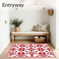 thumbnail image 3 of ODIKA 2'x3' Machine Washable Non-Slip Area Rug, Festive Snowflake Medley with Whimsical Winter Elks High Traffic Rug, Red, 741791, 3 of 7