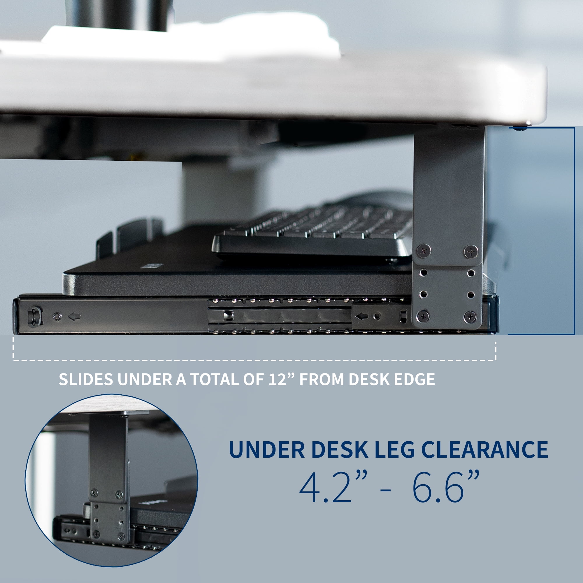 VIVO Black Height Adjustable Under Desk Keyboard and Mouse Slide-Out Drawer