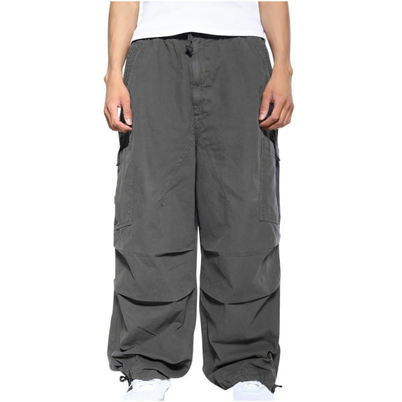 Christmas! Ohufall Mens Pants Sale! Men's Cargo Pants Solid Color Straight Leg Pants Outdoor Street Casual Sports Overalls Pants