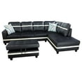 thumbnail image 6 of AYCP Furniture_NEW STYLE_ L Shape Sectional Sofa Set with Storage Ottoman, Right Hand Facing Chaise, Faux Leather Upholstery Material, Black Colors, 6 of 7