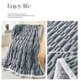 thumbnail image 4 of HCBY Ruched Reversible Fleece Throw Blanket Ultra Soft Cozy Warm For All Seasons Air Conditioned Rooms Beds Sofas (Blue 62"x39"), 4 of 6