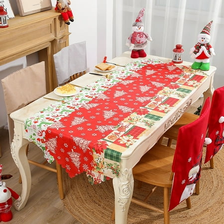 

Happy Date Snowman Christmas Birds Trees Table Runner Seasonal Winter Xmas Holiday Kitchen Dining Table Decoration for Indoor Outdoor Home Party Decor