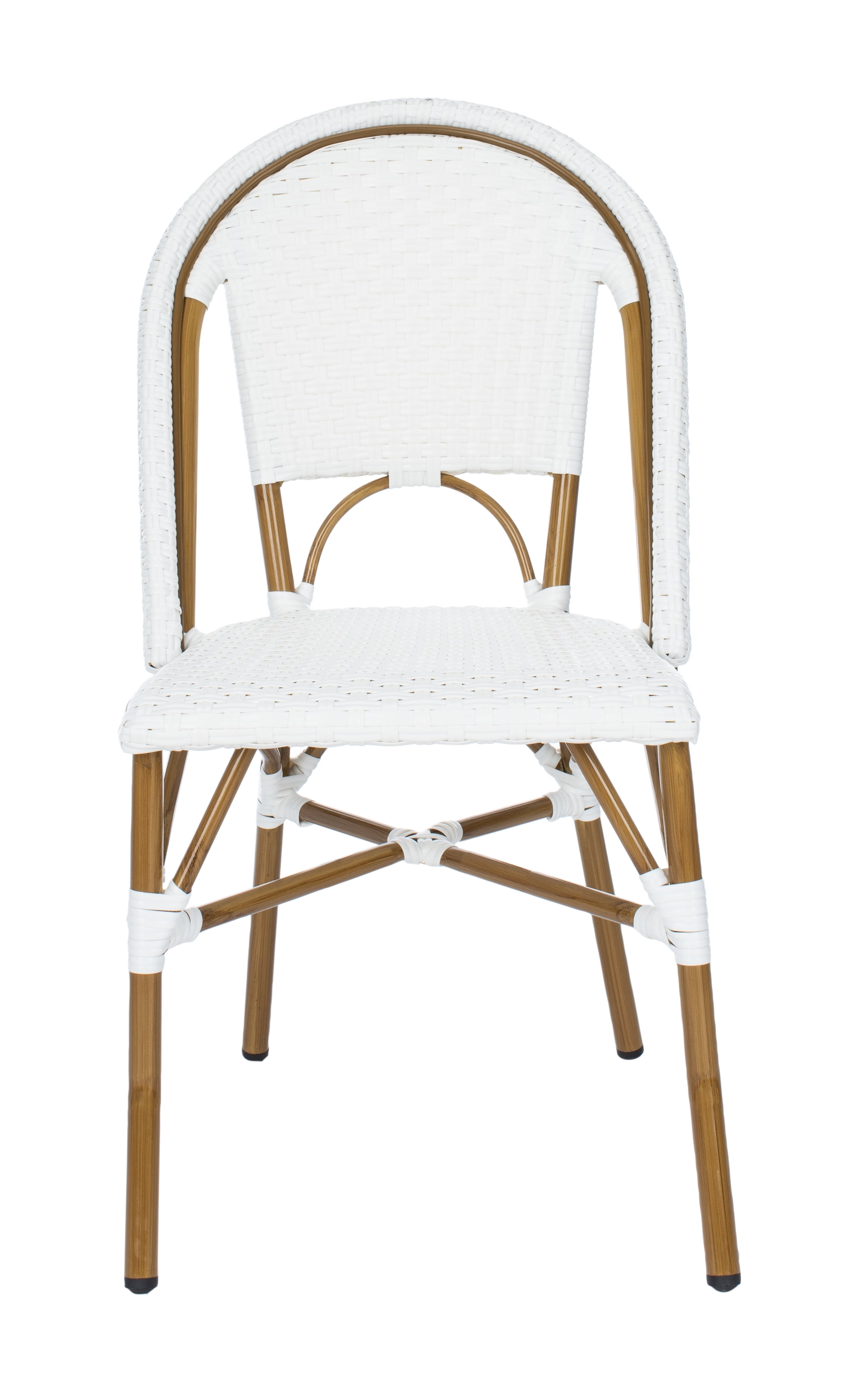 SAFAVIEH Salcha Outdoor Bistro Side Chair, White/Light Brown, Set of 2