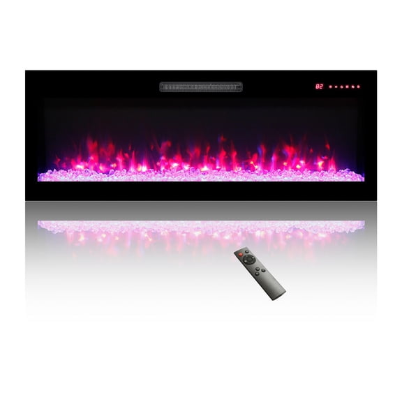 50" Electric Fireplace, 16 Adjustable Flames, Wall Mounted/Recessed, 1400W Fireplace Insert, Wall Fireplace Electric with Remote Control, Timer, Ultra-Thin Design