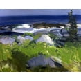 thumbnail image 2 of Bellows, George 18x15 Black Ornate Wood Framed with Double Matting Museum Art Print Titled - Vine Clad Shore-Monhegan Island, 2 of 4