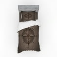 thumbnail image 2 of Compass Duvet Cover Set, Drawing of a Sailing Compass on a Wooden Surface in Computer Generated Art, Bedding Set with Shams and Fitted Sheet, 3 Sizes, by Ambesonne, 2 of 3