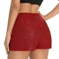 thumbnail image 4 of WAYUTE Women's Shorts High Waist Casual Shorts Hot Pants High Elastic Sequins Bar Performance Clothing Shorts, 4 of 9