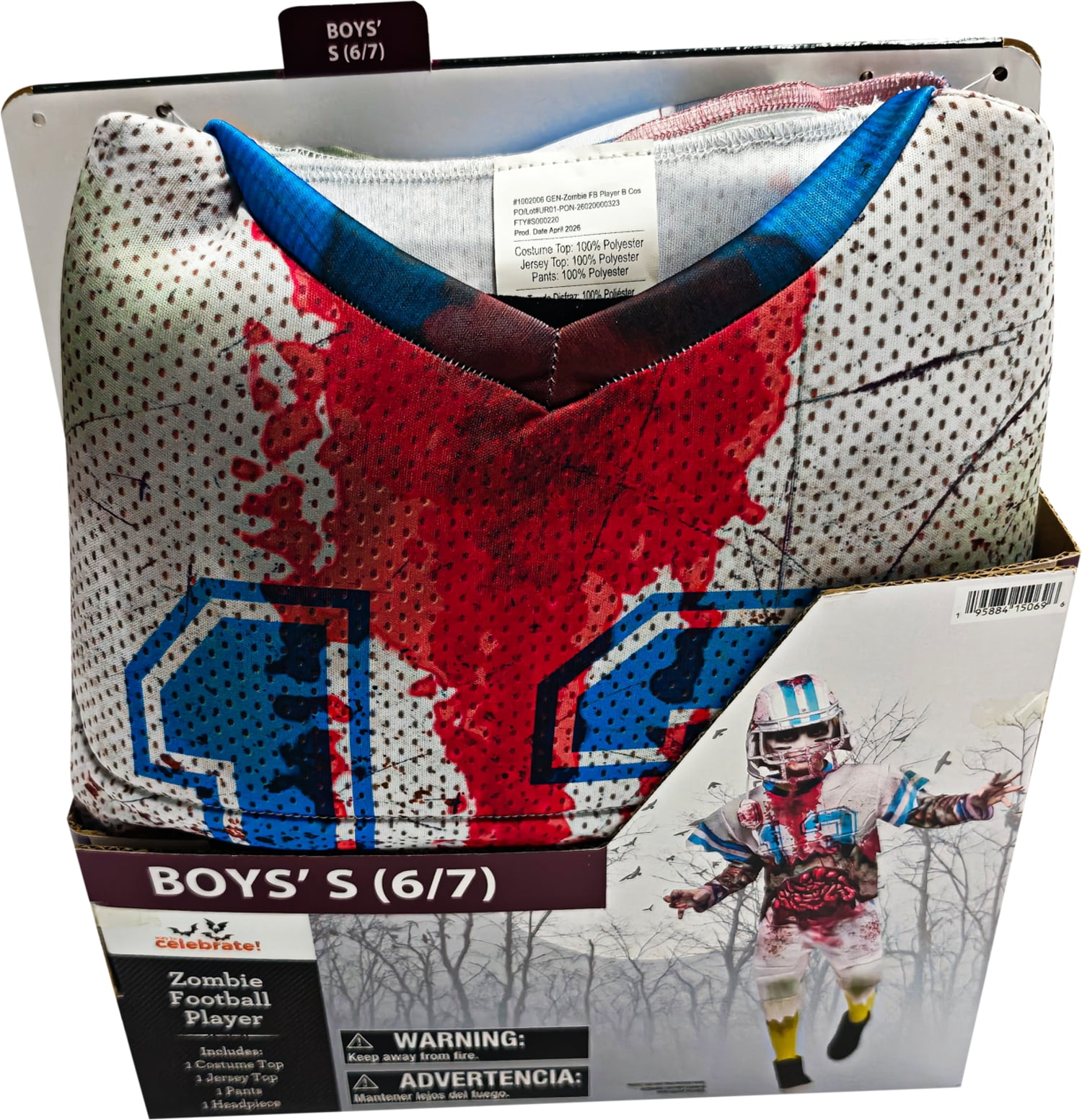 Zombie Football Player Halloween Costume for Children, Boy's Size M (8), by Way to Celebrate