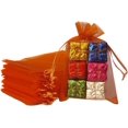 thumbnail image 1 of Juego de 50 bolsas organza regalo con cordón 5 x 7 pulgadas, color naranja para joyas, organizador, dulces, pestañas, bolsa malla transparente baby shower, Navidad, regalos fiesta Naranja 5x7 inch 1, 1 of 7