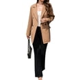 thumbnail image 5 of HUBERY Women Lapel Collar Double-Breasted Long Sleeve Solid Color Blazer Jacket, 5 of 7