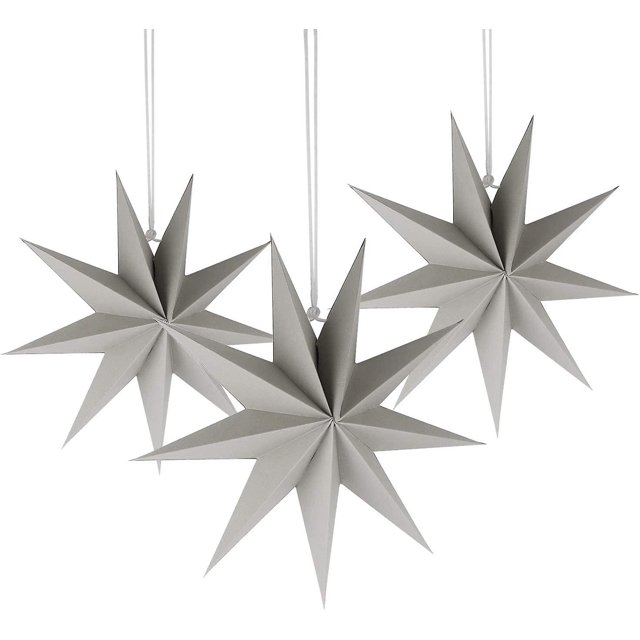 3pcs Hanging Paper Star, Christmas Paper Stars, 30cm Handmade Paper Star, Paper Hanging Star, Christmas Paper 3d Star, Ornate Ceiling Paper Star (gray
