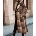 thumbnail image 6 of Female Long Wool Coats Fall Winter Double Breasted Trench Coat Peacoat Grid S, 6 of 10