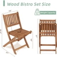 thumbnail image 5 of LUCKHAO  3-Piece Patio  Acacia Wood Bistro Set, Wooden Folding Patio Furniture for Garden Backyard Balcony Porch ,with 1 Coffee Table and 2 Foldable Chairs, 5 of 11