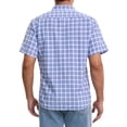 thumbnail image 3 of INSPIRE CHIC Men's Back to School Plaid Shirts Short Sleeved Button Down Classic Business Checked Dress Shirt M Navy White, 3 of 6