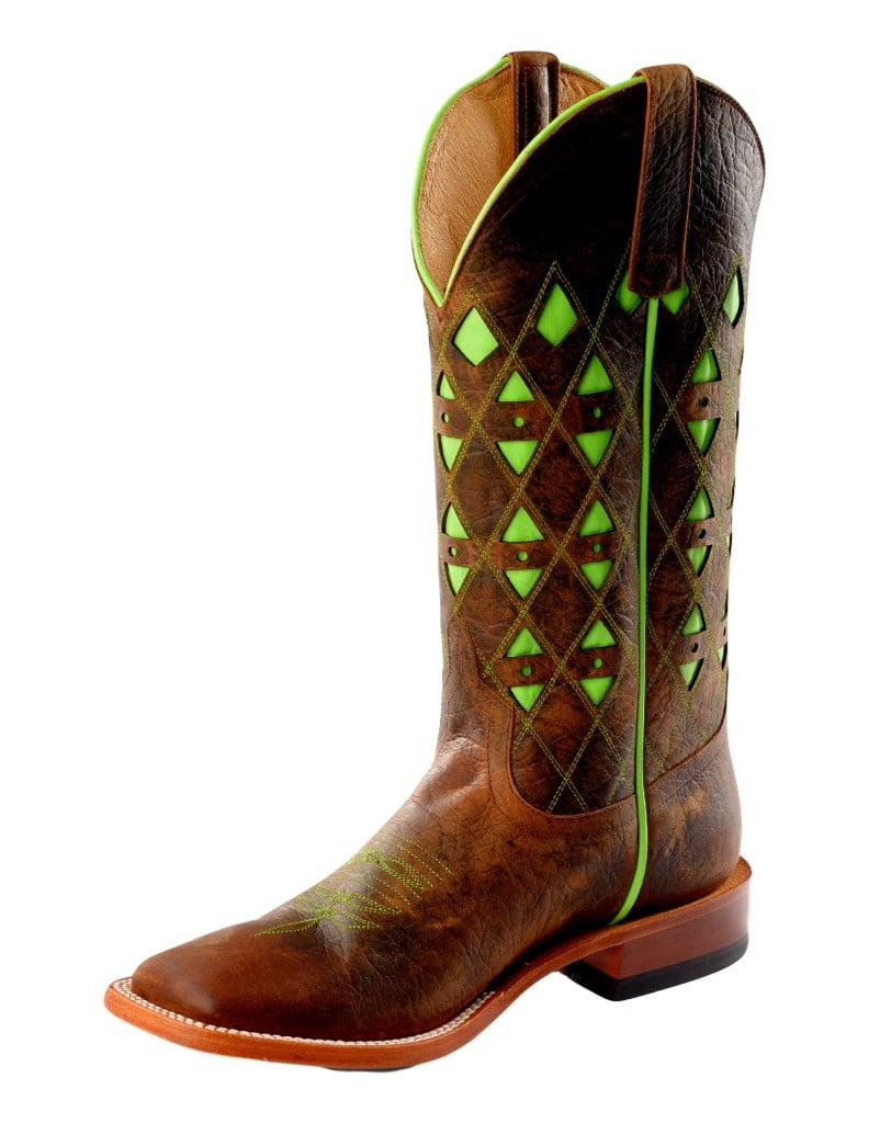 Horse Power Western Boots Mens Square Inlay 13 D Toast Bison HP1783