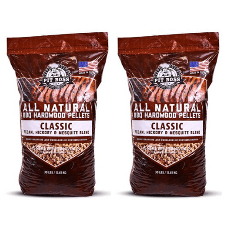 (2 pack) Pit Boss Classic Blend BBQ Grilling Pellets - 30 lb Resealable (Best Wood For Grilling Burgers)