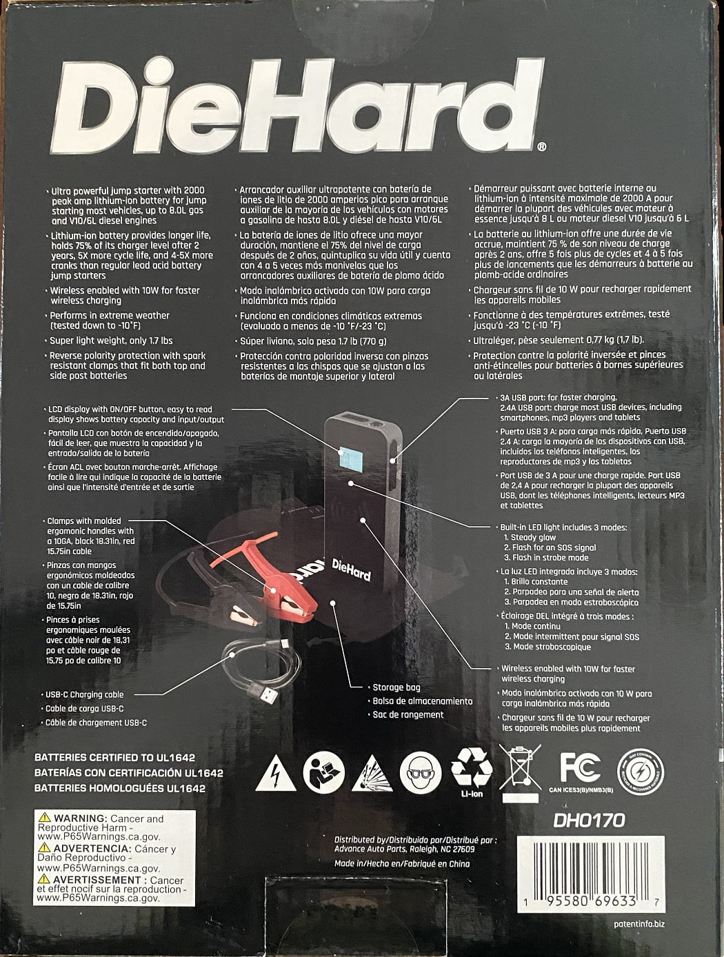 DieHard 2000 Platinum Peak Amp Car Jump Starter Portable Power Pack DH0170