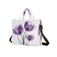 thumbnail image 2 of Wobogo Purple Tulips Corduroy Tote Bag for Women Travel Crossbody Bag Purse Women Shoulder Bags Work Handbags Daily Commuter Bag 10.2×9inch, 2 of 8