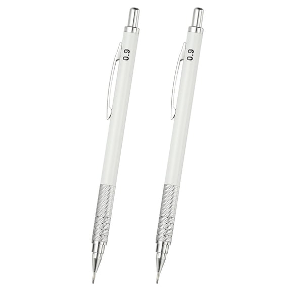 2Pcs 0.3 mm Mechanical Pencil, Metal Drafting Pencil Artist Holder for Writing Sketching Drawing Marking Art, Black