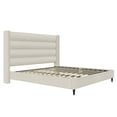 thumbnail image 4 of Novogratz Louis Upholstered Bed Frame with High Tufted Headboard, King, Textured Ivory Canvas, 4 of 25