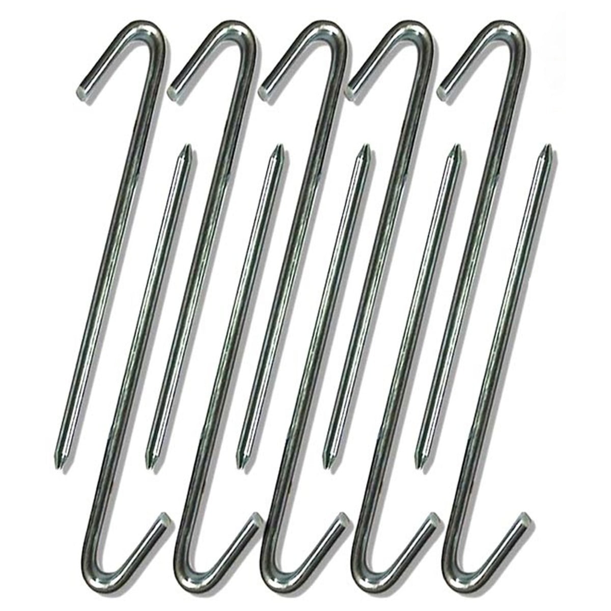 Moose Supply Heavy Duty Steel Hook Stakes, 1/2" x 18", 4 Pack Ground Anchors for Tents