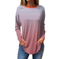 thumbnail image 2 of Fall Clothes for Women Plus Size Women's Loose Round Neck Leaf Print Long Sleeve T-Shirt Top Pullover, 2 of 5