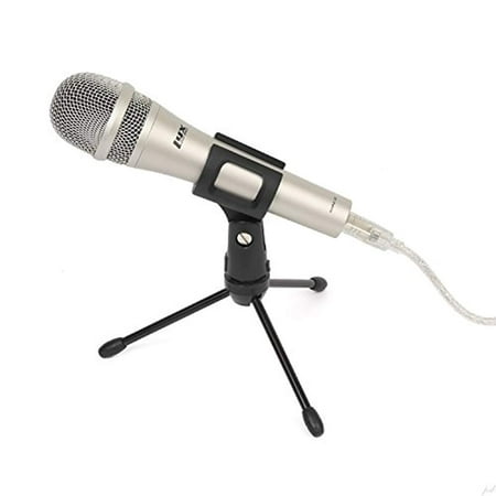 LyxPro HHMU-10 Cardioid Dynamic USB Microphone for Home Recording, Voice Over & Podcasting, Includes Desktop Tripod Stand & USB