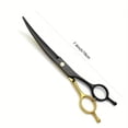 thumbnail image 3 of 5pcs Black Golden Pet Scissors Flat Tooth Curling Scissors Steel Comb Leather Bag Pet Grooming Tools, 3 of 7