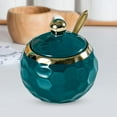 thumbnail image 4 of serony Porcelain Sugar Bowl Ceramic Condiment Pot Restaurant for Kitchen Round Countertop Orange Dark Green Round, 4 of 6