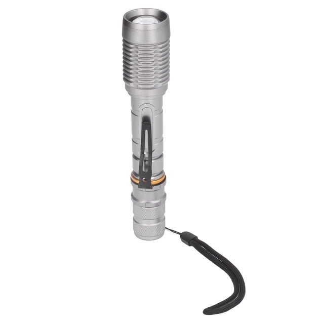 Bright Flashlight, Telescopic Zoomable Flashlight Fashionable Appearance For Camping Gray