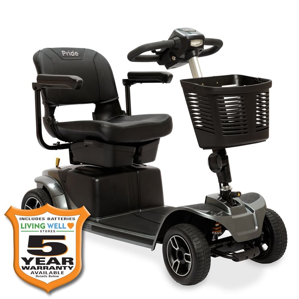 Pride Revo 2.0 4Wheel Mobility Scooter, Grey, 400 lbs. Weight Capacity with Available Extended