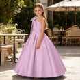 thumbnail image 5 of Zpanxa Girls Dresses, Kid's Bow Party Dress Solid Sleeveless Casual Dresses Pink 12 Years, 5 of 6