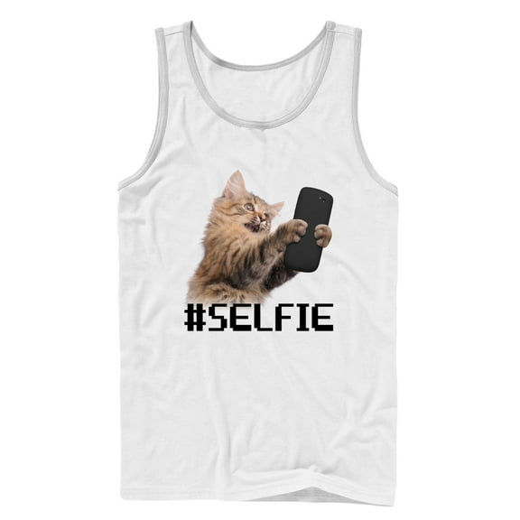 Men's Lost Gods Cat Selfie Tank Top White Large