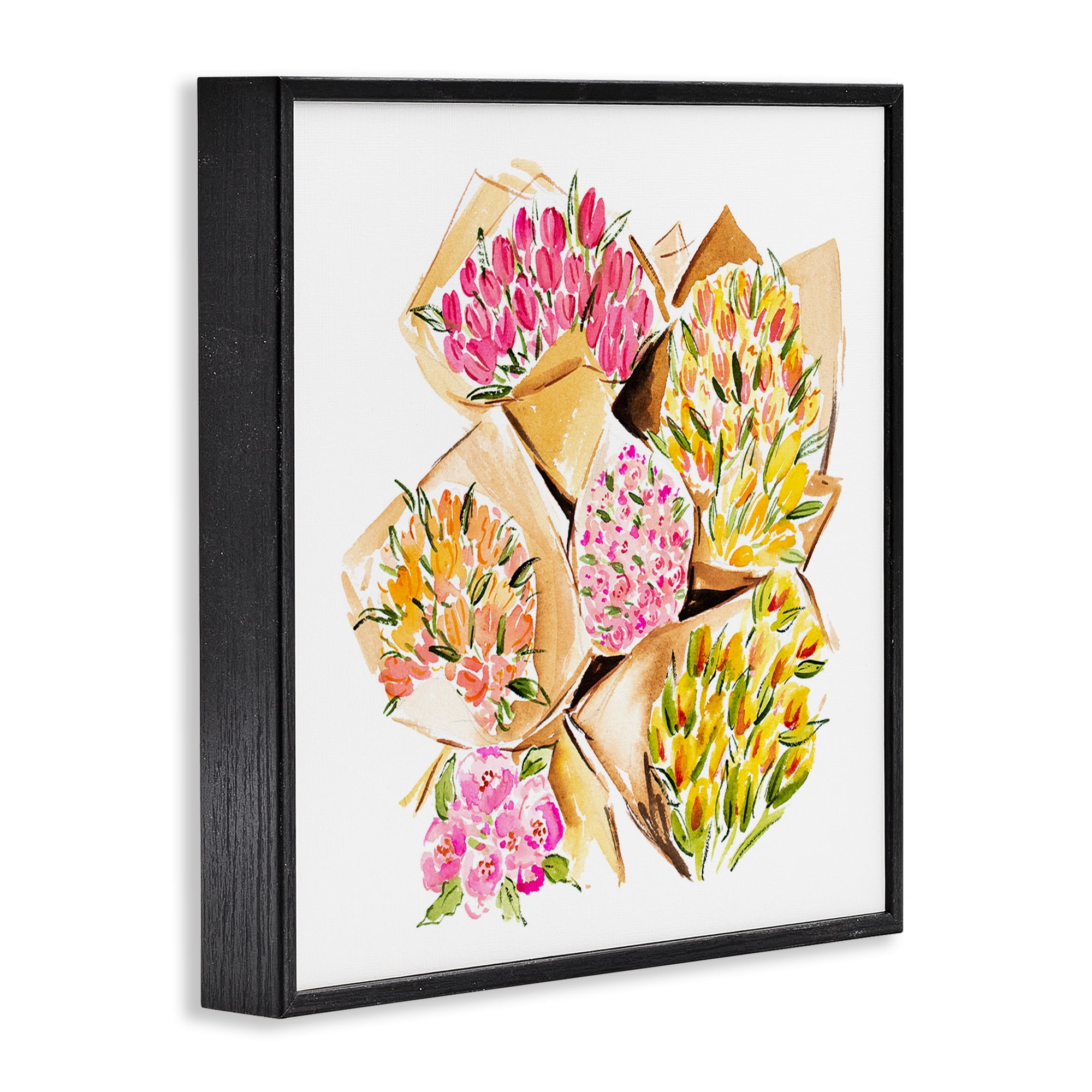 Stupell Industries Bundle of Bouquets Botanical & Floral Painting Black Framed Art Print Wall Art, 24 x 24