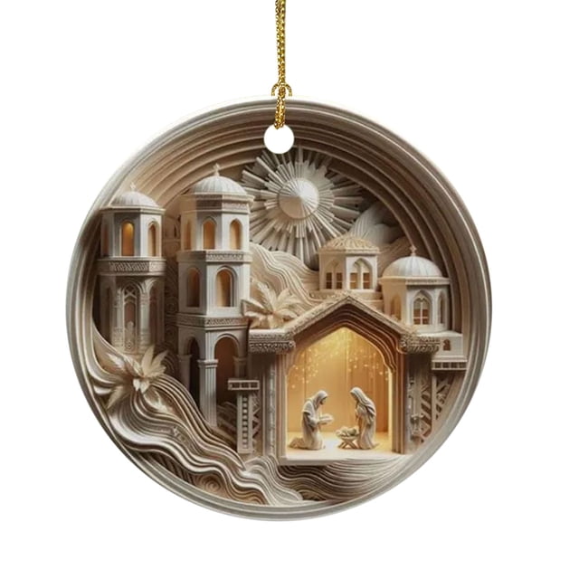 2024 Christmas Stereoscopic Vision Birth Blessing Pendant 3 D Effect Birth Acrylic Car Hanging Ornaments