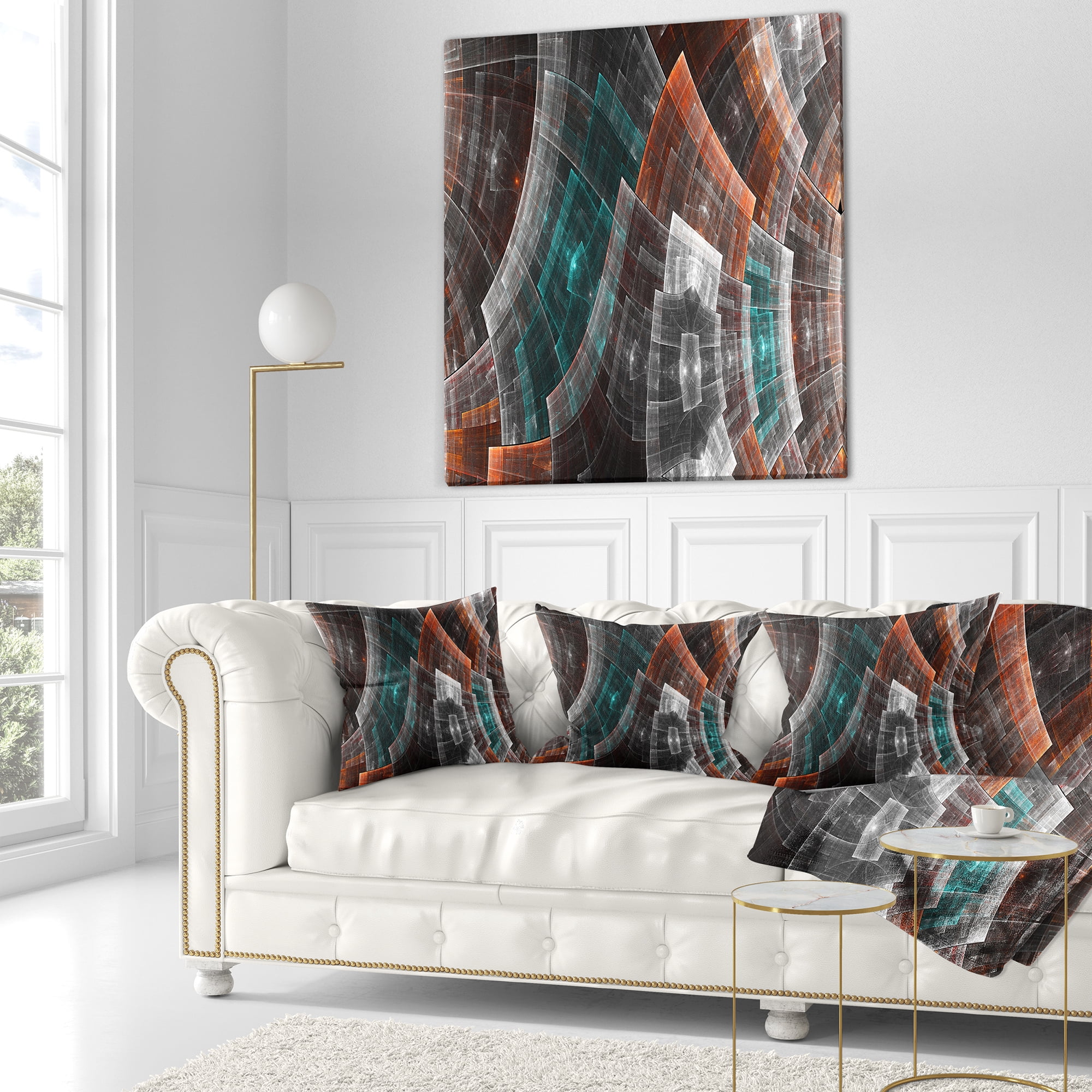 Designart 18" x 18" Abstract Brown Fractal Polyester Throw Pillow