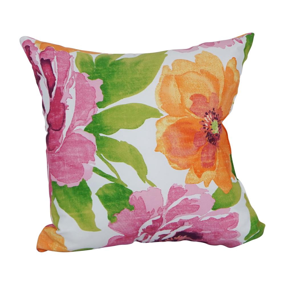Blazing Needles Square Outdoor Throw Pillow, 17", Muree Garden 4 Count