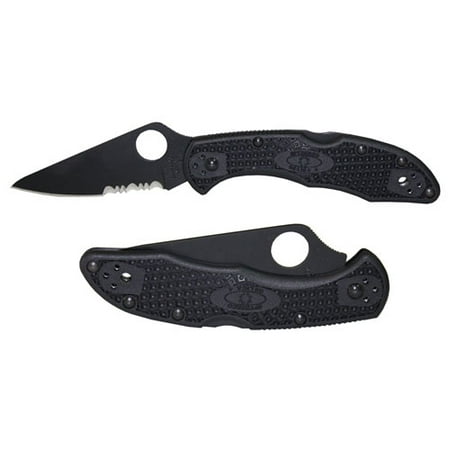 Comboedge Folding Blade - Spyderco Delica 4 Lightweight Black FRN Black Blade ComboEdge Folding Knife