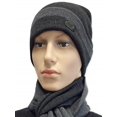 thumbnail image 4 of London Fog Adult Men Knit Hat and Scarf Set - Slouchy Beanie Hat Skull Cap (Grey/ Charcoal), 4 of 4