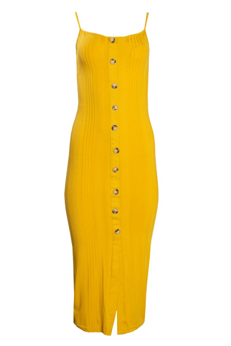 Fairweather Ribbed Tank Midi Dress Yellow Walmart Canada