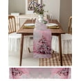 thumbnail image 3 of Pink Christmas Tree Burlap-Cotton Table Runner 36 Inches Long,Xmas Tree Oil Painting Farmhouse Table Runners,Outdoor Dining Tablecloths Decor for Baby Shower/Party/Wedding 13x36, 3 of 9
