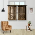 thumbnail image 2 of Farmhouse Wood Kitchen Curtains - Vintage Wooden Barn Door Country Small Short Tier Window Curtains for Bathroom Living Dining Room Decor Rod Pocket Window Drapes 36 Inch Length Set 28"x36", 2 of 5