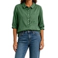 thumbnail image 7 of Dagugfen Cotton Linen Shirts for Women 3/4 Sleeve Button down Collared Neck Lightweight Shirts Business Casual Workwear Tops, 7 of 7