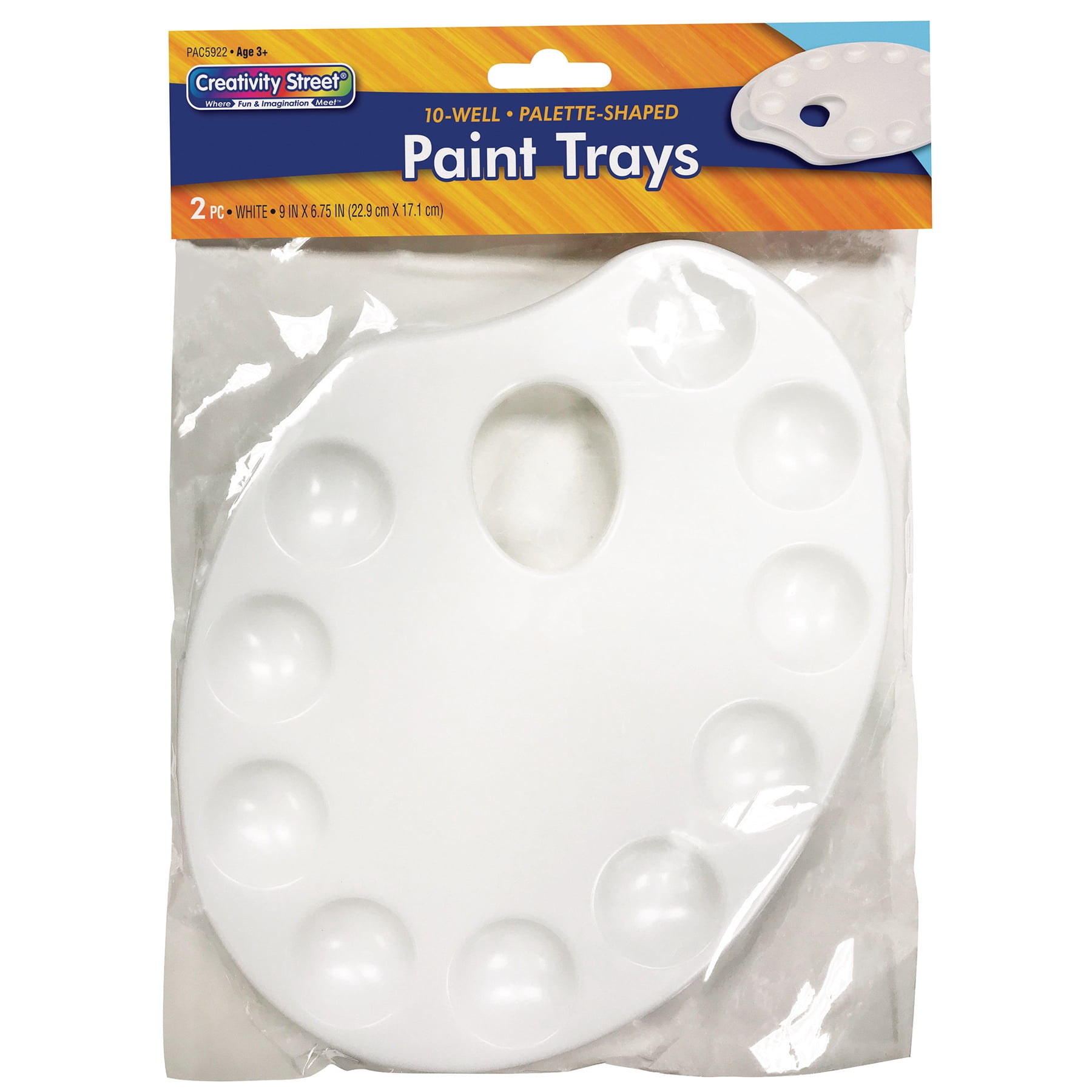 Creativity Street Palette-Shaped Paint Trays, White, 9" x 6.75", 2 Per Pack, 6 Packs
