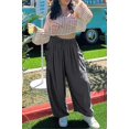 thumbnail image 3 of Women Summer Beach Vacation Pants High Waisted Wide Leg Pants Printed Loose Flowy Casual Palazzo Lounge Trousers, 3 of 9